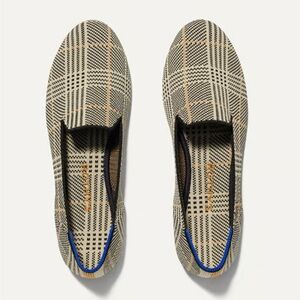 Rothy's The Loafer Ivory Glen Plaid Size 11 Slip On Washable Flats Preppy Print